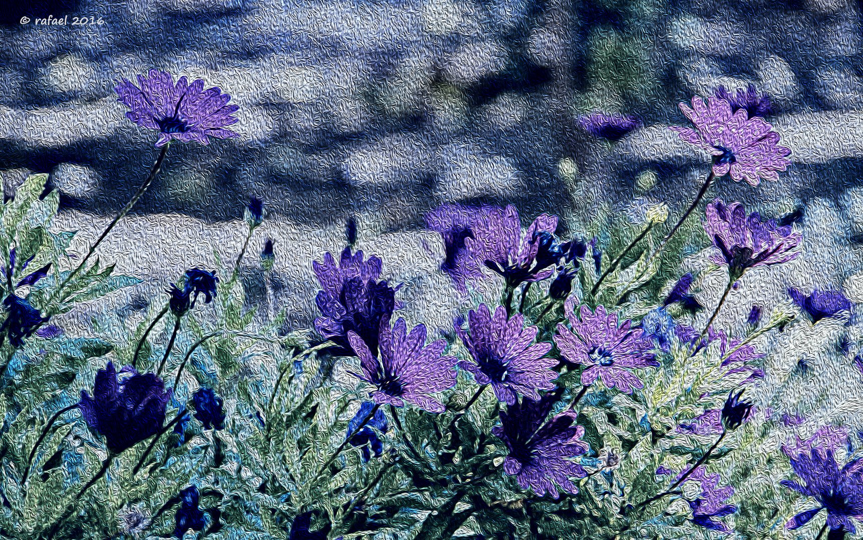 Unas flores al óleo