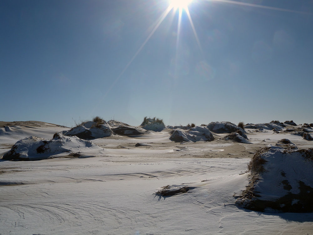 Unberührte Natur im Winter auf der Insel Römö in Dänemark