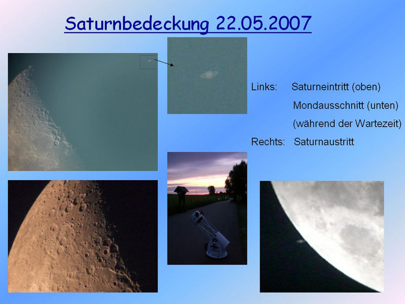 Und nochmal die Saturnbedeckung...