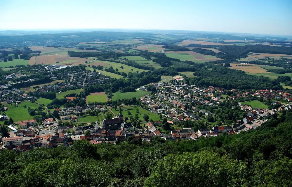 Und wenn man dann ganz oben ist, auf dem Schaumbergturm, ...