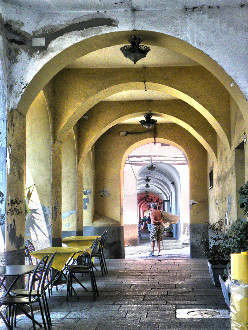 Under the porticoes at the port