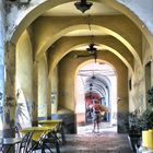 Under the porticoes at the port