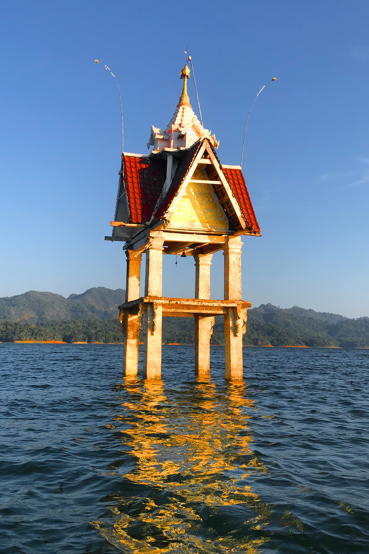 Under water temple in the dam