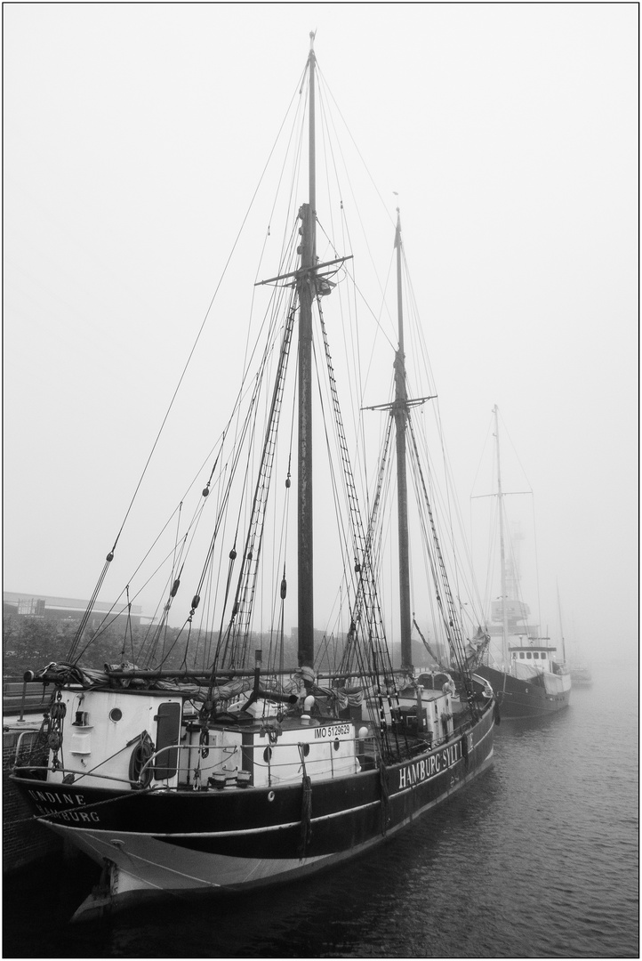 UNDINE im nebligen Hafen .....