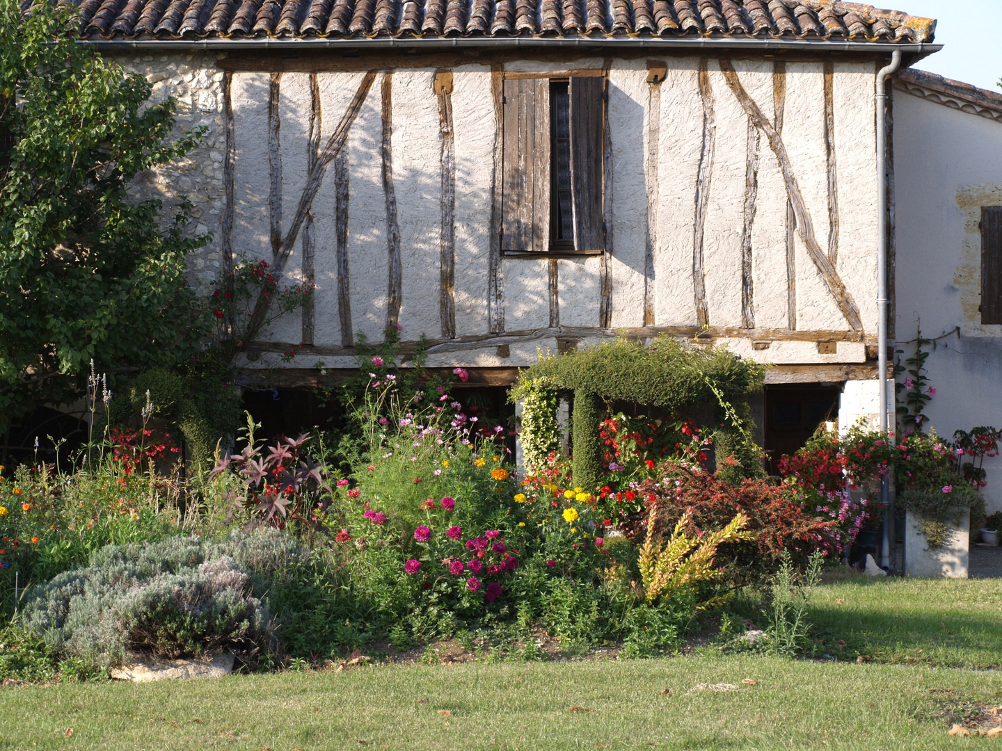 Une maison fleurie en été à La Romieu