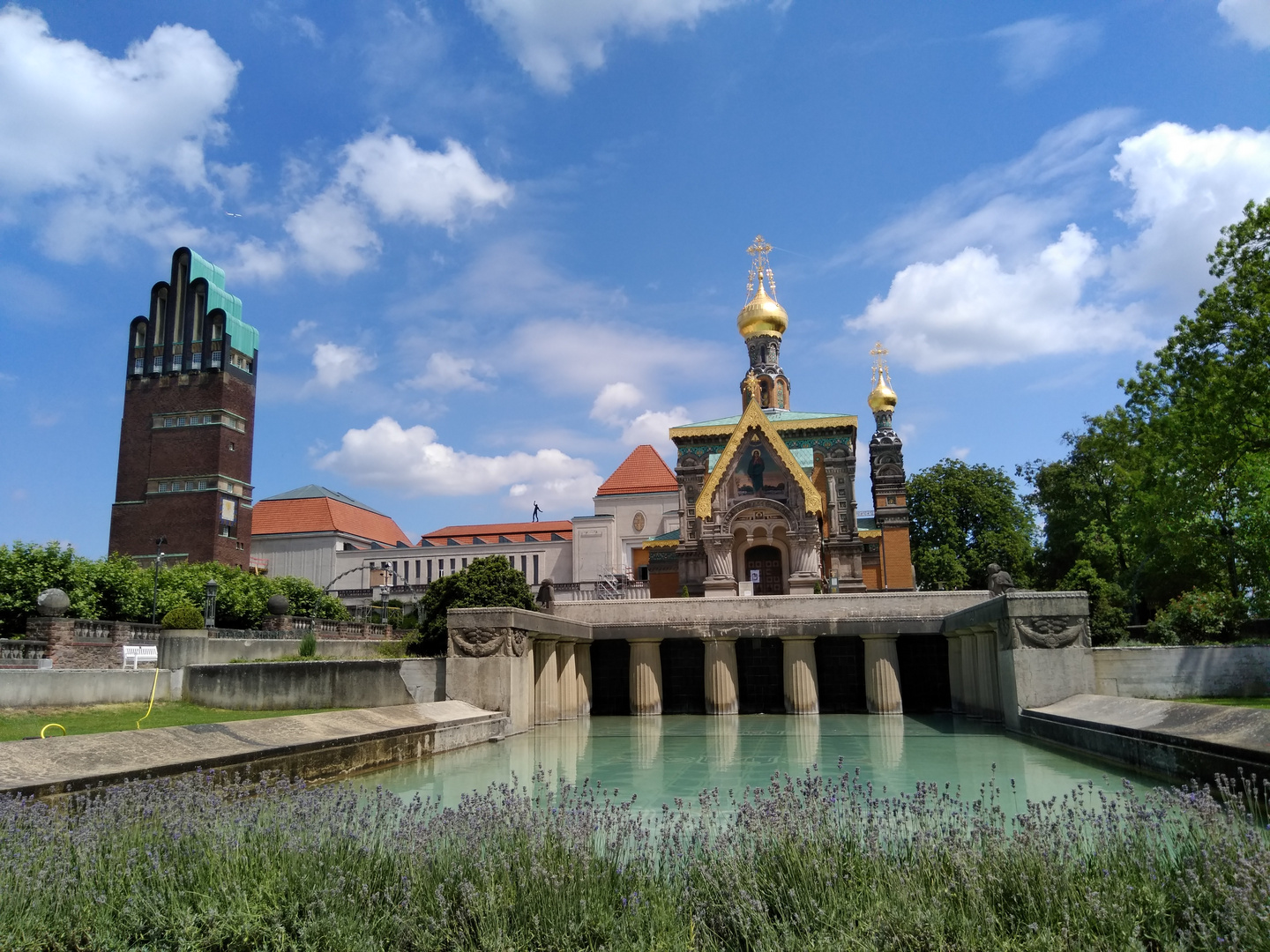 UNESCO - Heritage - Darmstadt (1) - Hochzeitsturm und Russisch-orthodoxe Kirche Mathildenhöhe