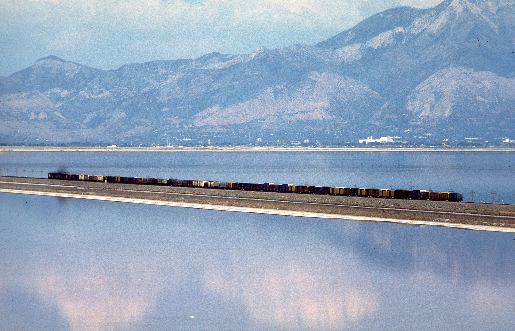 Union Pacific Freight Train is crossing the Salt Lake to Ogdon, UT