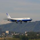 United Airlines inbound from Denver intern.via Boston, Boeing 767-300 ER
