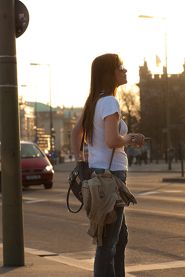 Unknown girl in front of back light