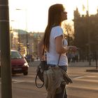 Unknown girl in front of back light