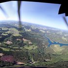 Unnenberg, Genkel Agger und Bruchertalsperre Luftbildpanorama