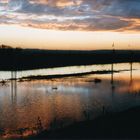 Unseburger Sonnenuntergang am Wehr 1997