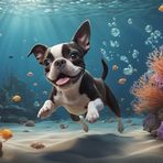 Unser Boston Terrier liebt es unter Wasser zu tauchen.