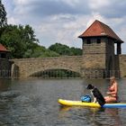 Unser Model beim Sit-down-Paddling 