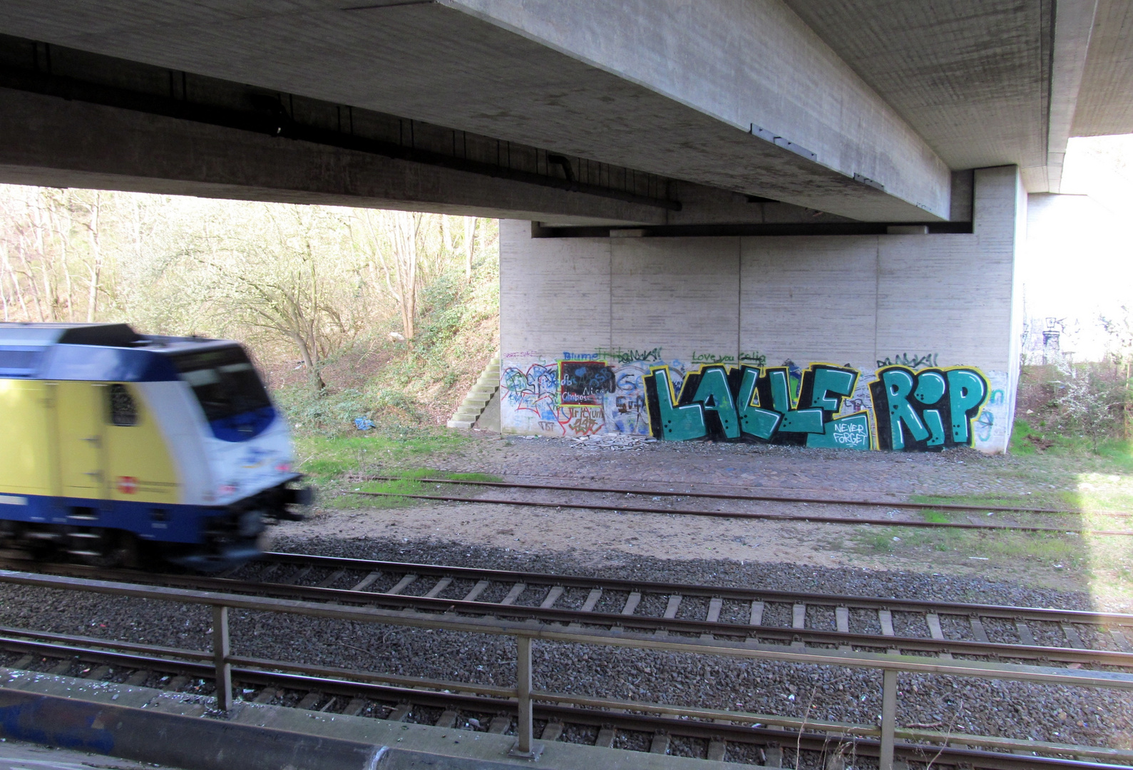 unter der Brücke der B 495 ......