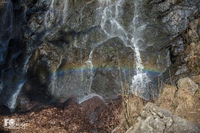 Unterer Teil des Radauer Wasserfalls mit Regenbogen