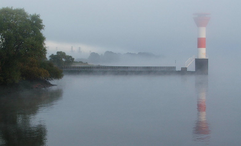 Unterfeuer Stadersand im Nebel.