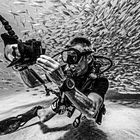 Unterwasserfotograf in Action