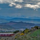 Unterwegs vor Burgos mit Kordilleren im Hintergrund.