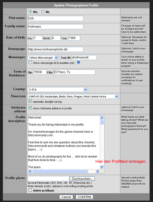 Update Profile 2