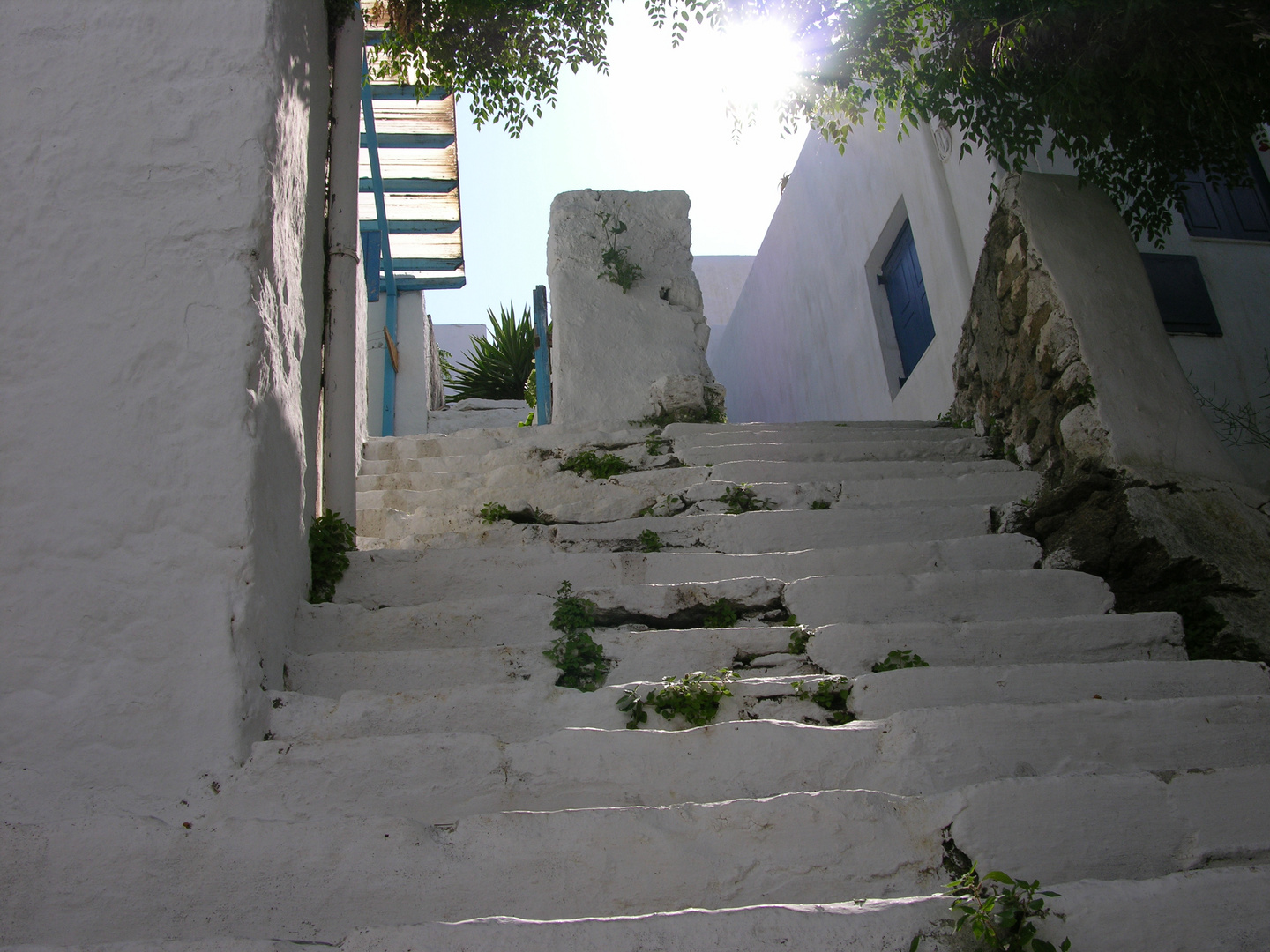 Uralte Treppe in Mykonos.
