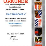 Urkunde für Reinhard