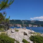 Urlaub 2016 - Rab Stadt in der Ansicht vom Strand Frkanj