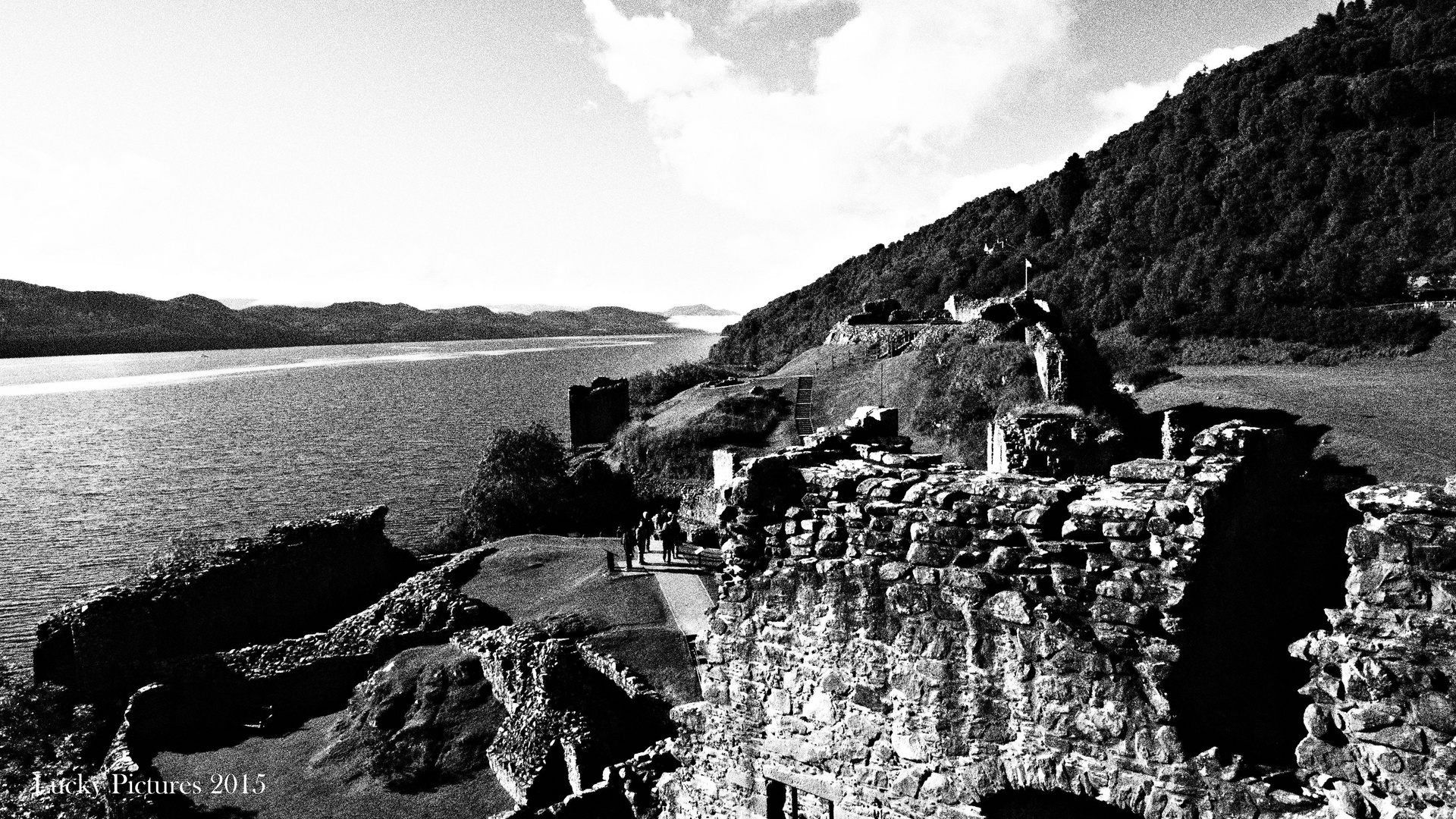 Urquhart Castle monochrome - Scotland in black and white