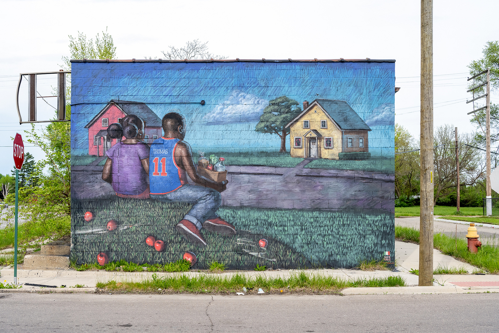 USA - Detroit - Wandbild an einem verlassenen Laden