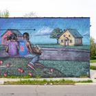 USA - Detroit - Wandbild an einem verlassenen Laden