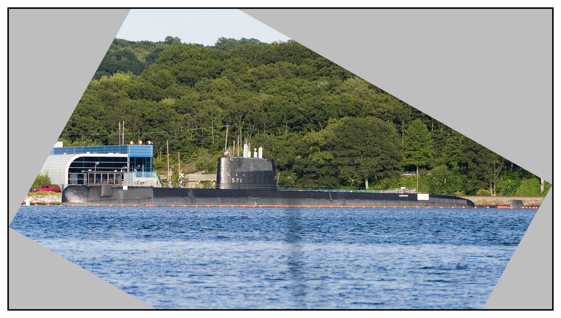 USS Nautilus from across the river