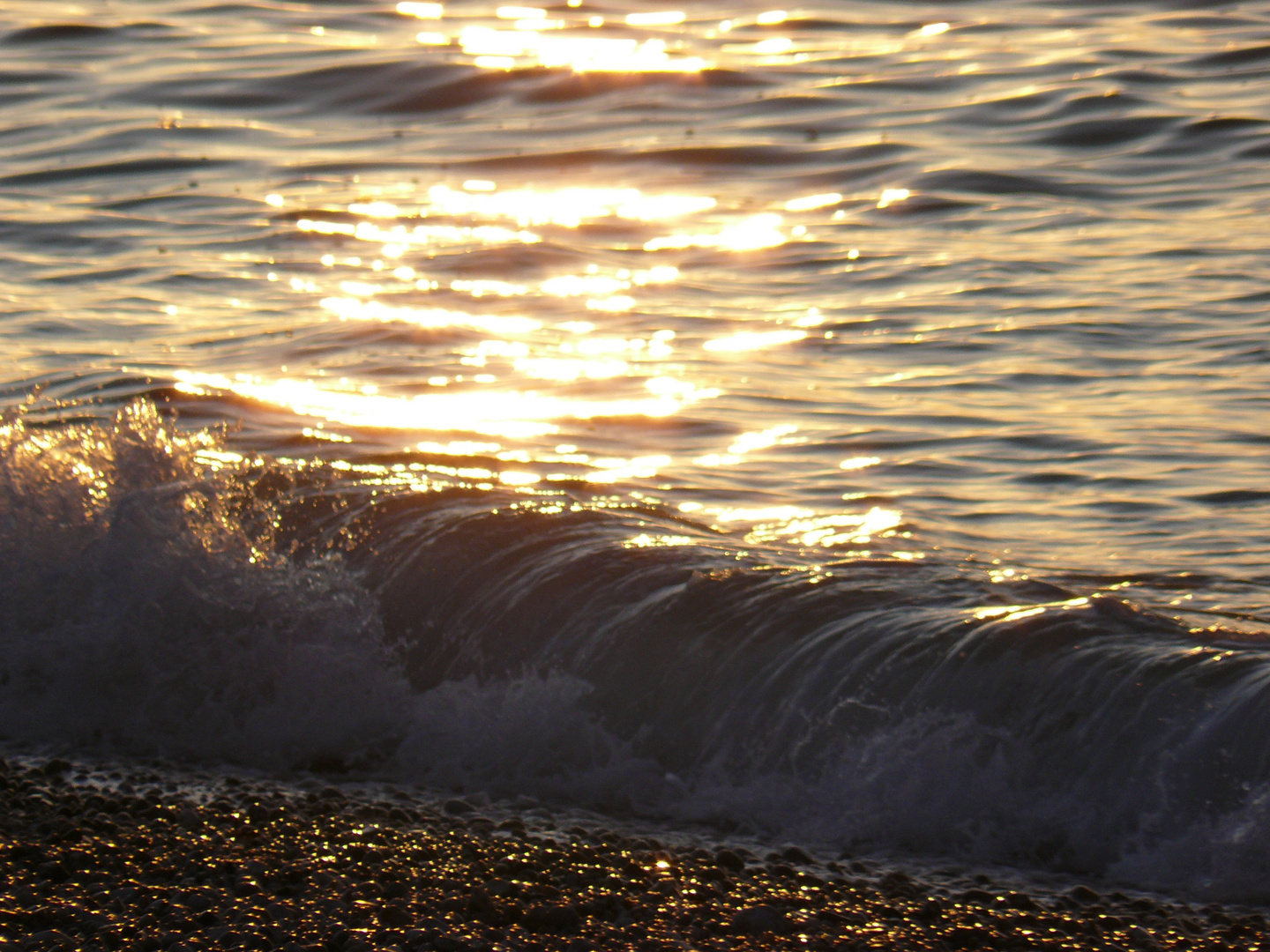 vague sous couché de soleil