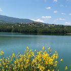 Val D'Agri Il Lago del Pertusillo.Sullo sfondo l'abitato di Spinoso