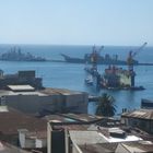 Valparaíso, vista del muelle, desde un cerro. 