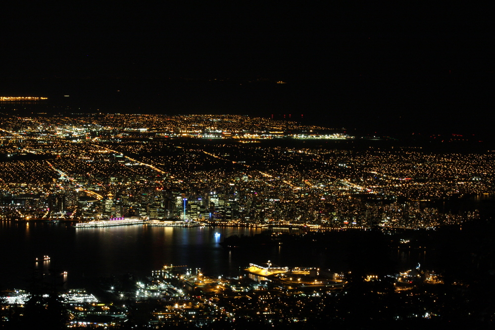 Vancouver bei Nacht vom Grous Mountan