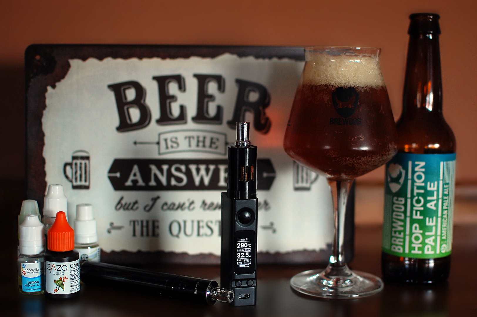 Vape with beer...