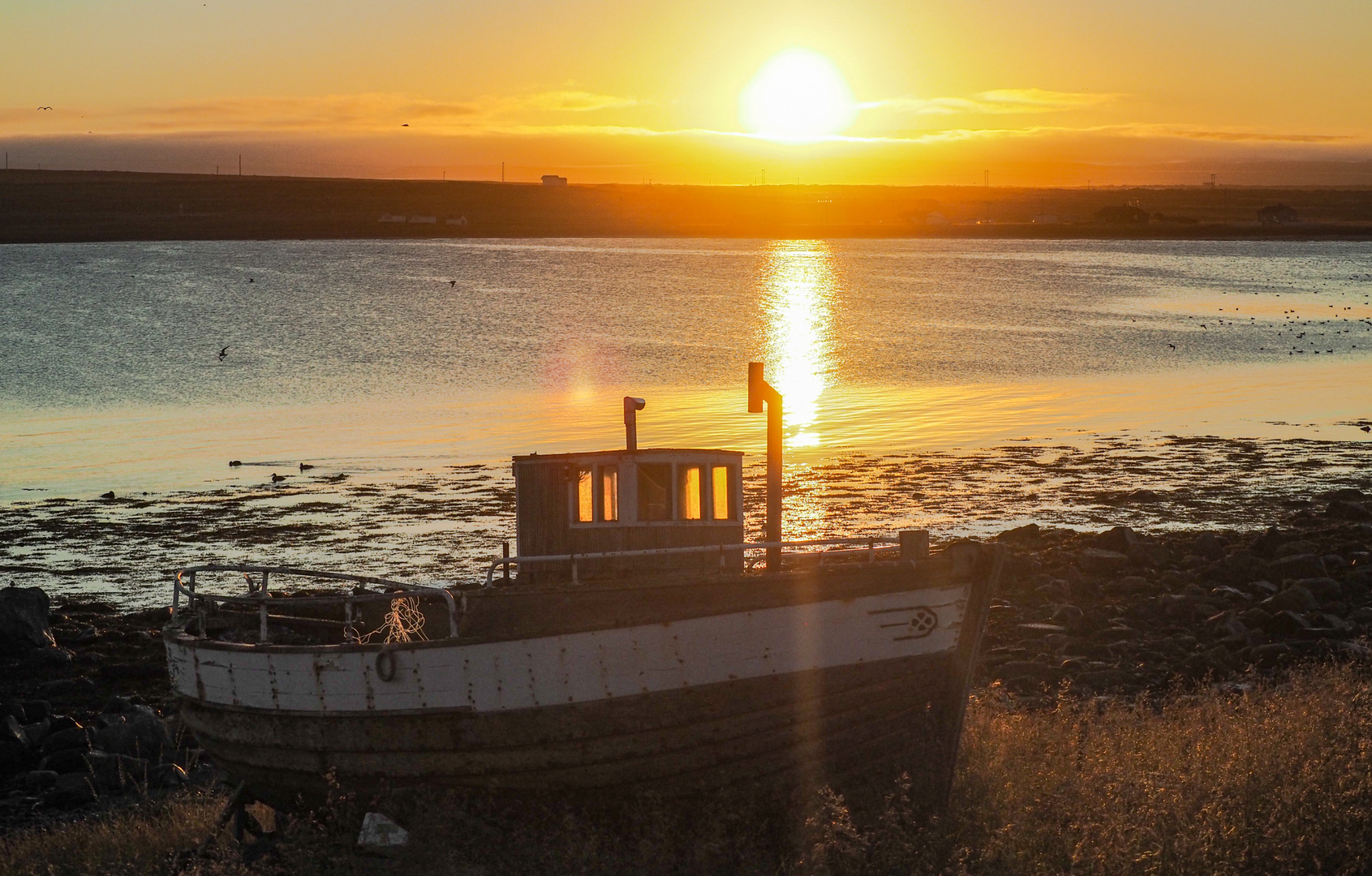 Varanger- EKKERØY- Unser einziger Sonnenuntergangg