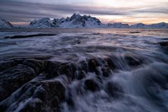 Vareid coast at sunset