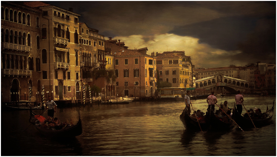 VEDUTA CON GONDOLE NEL CANAL GRANDE