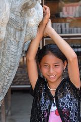 Vendor Khmer girl at the market of Phnom Kulen