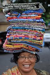 Vendor woman selling Balinese garment