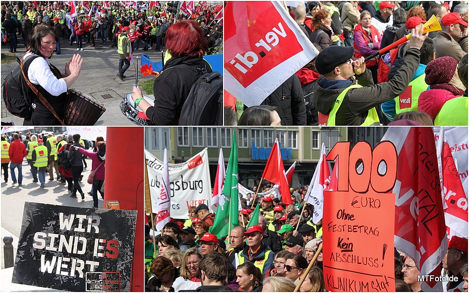 VERDI Warnstreik 26.03.14 Stuttgart Collage4/1 Ü477K