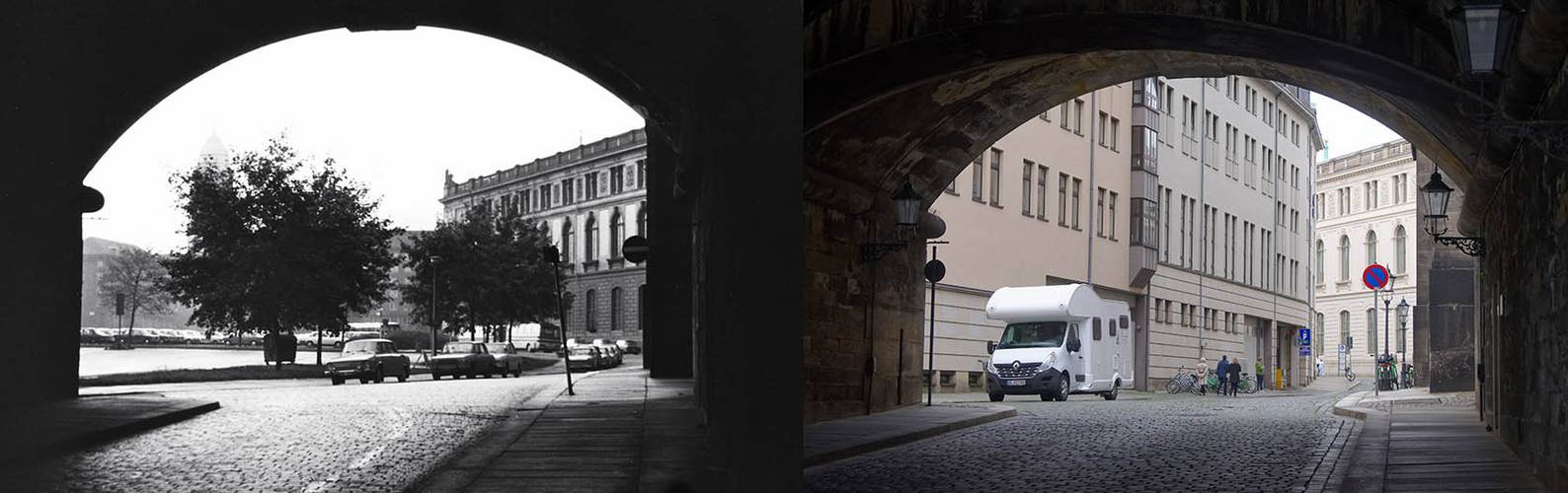 Vergleich 1984 - 2020 Brühlsche Gasse Dresden