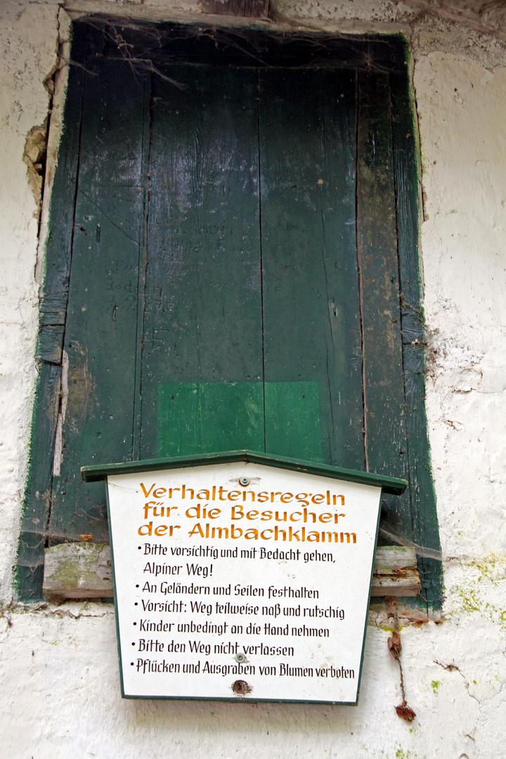 Verhaltensregeln in der Almbachklamm im Berchtesgadener Land