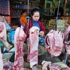 Verkauf von Fleisch auf dem Psar Leu in Siem Reap
