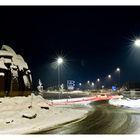 Verkehrskreisel im Winter