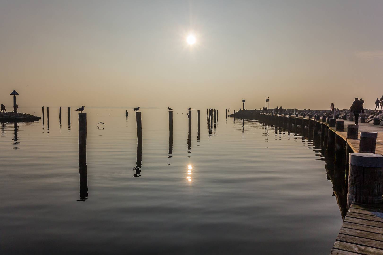 vernebelter Sonnenuntergang