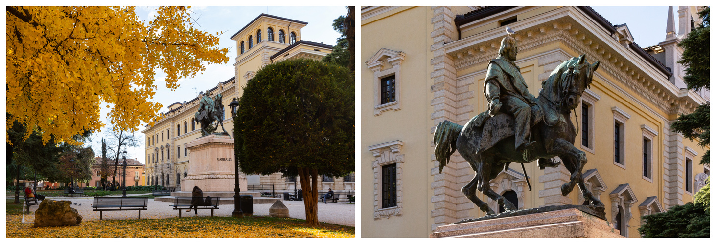 Verona, Piazza Indipendenza: Reiterstatue von Guiseppe Garibaldi