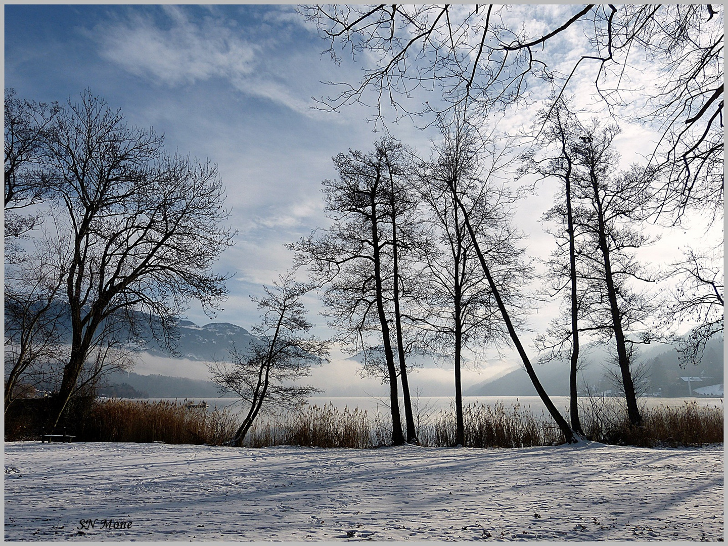 verschneite Landschaft am Millstätter See