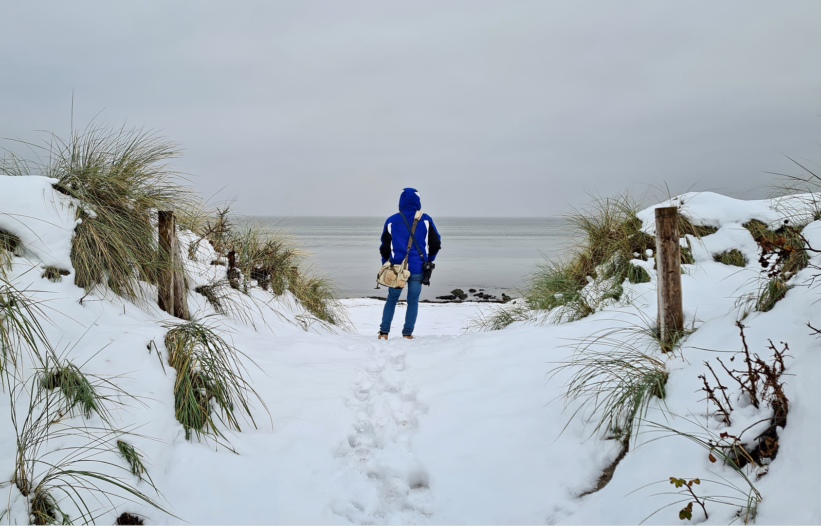 Verschneiter Strand